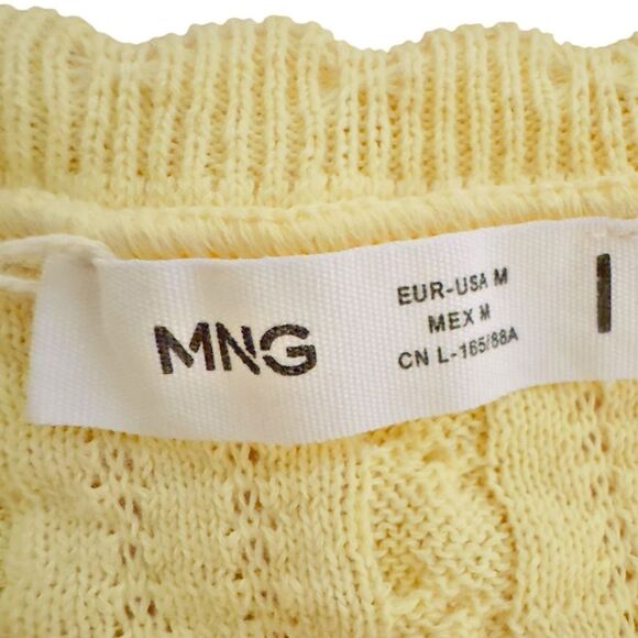 Mango Yellow Floral Embroidery Long Sleeve Knit Cardigan Sweater. Medium. NEW. - Picture 6 of 11